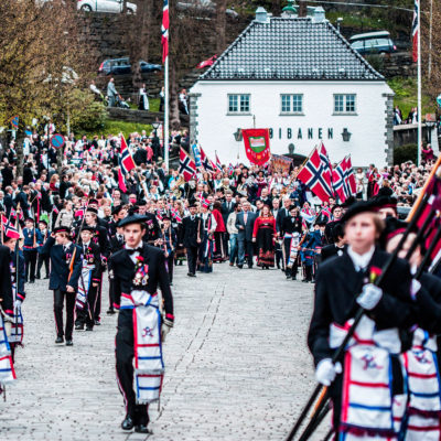 Young People Parading in the Centre of Bergen