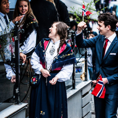 Young People Celebrating the Constitution Day along the Streets of Bergen