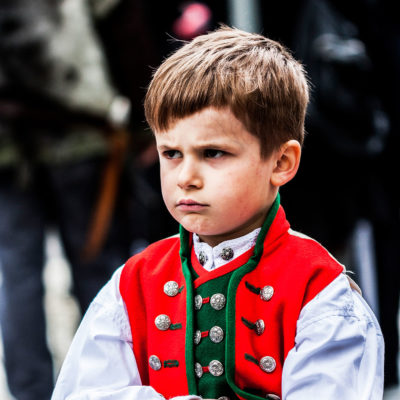 Norwegian Child Wearing the Traditional Costume in Marken, Bergen