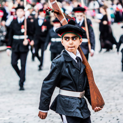 Child Marching in a Celebratory Parade in Bergen