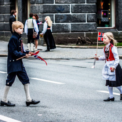 Children Wearing the Traditional Costume in Bergen
