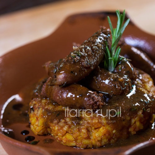 Toasted Saffron Rice and Stewed Sausages